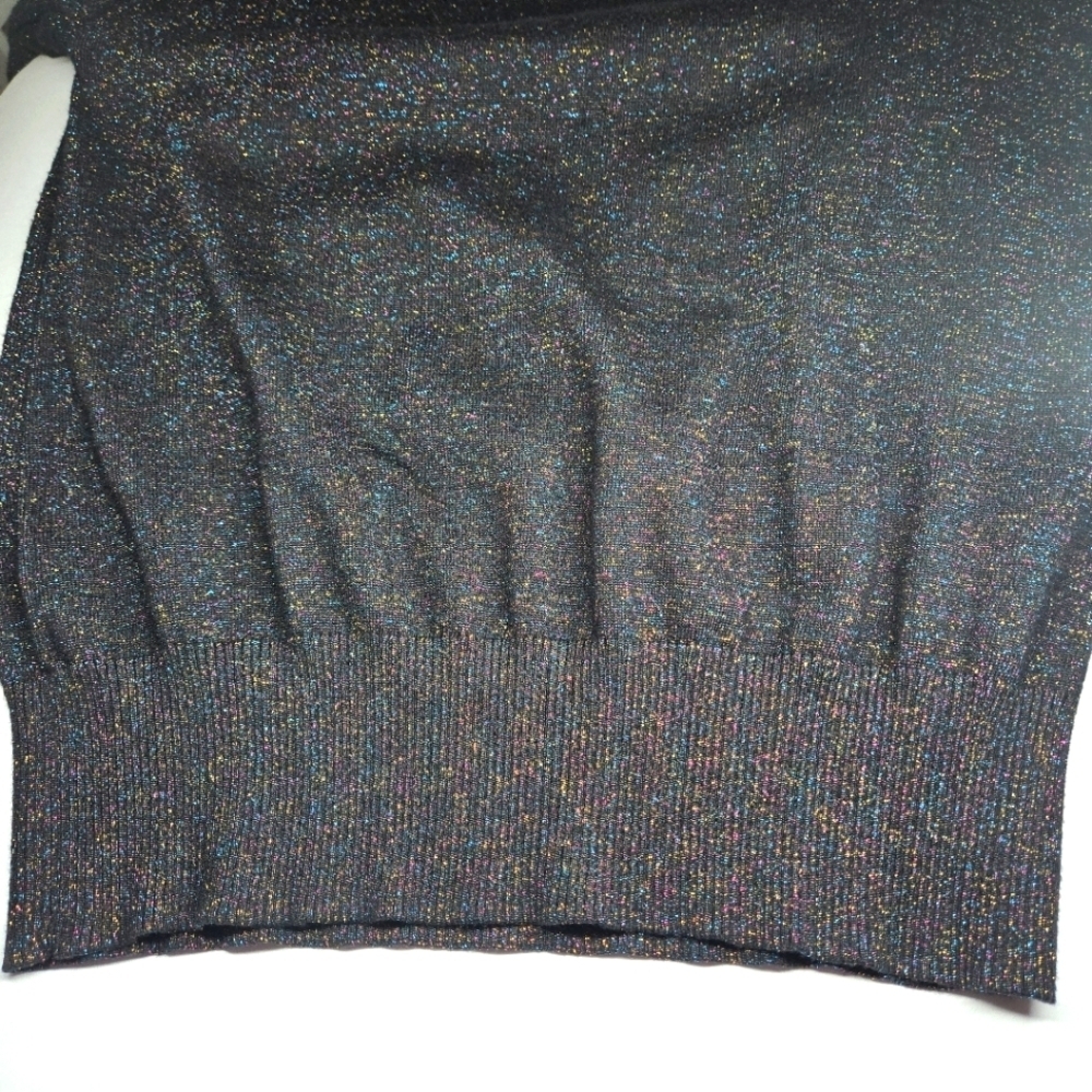 Nine West Womens Glittered Crewneck Sweater Size MED Black Multicolor Metallic - Picture 6 of 7